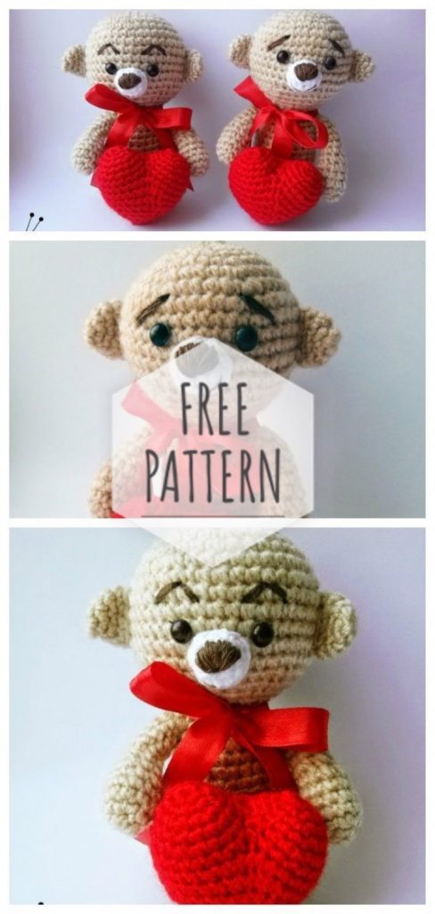 Amigurumi Cute Valentine Knitted Bears Free Pattern