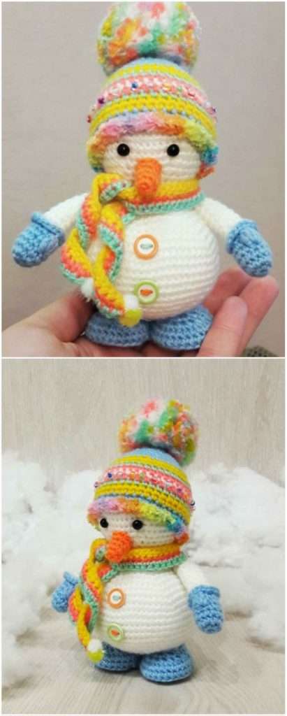 Amigurumi Small Rainbow Snowman Free Pattern