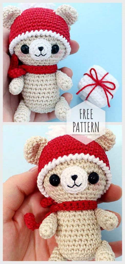 Amigurumi New Year Bear With A Gift Free Pattern