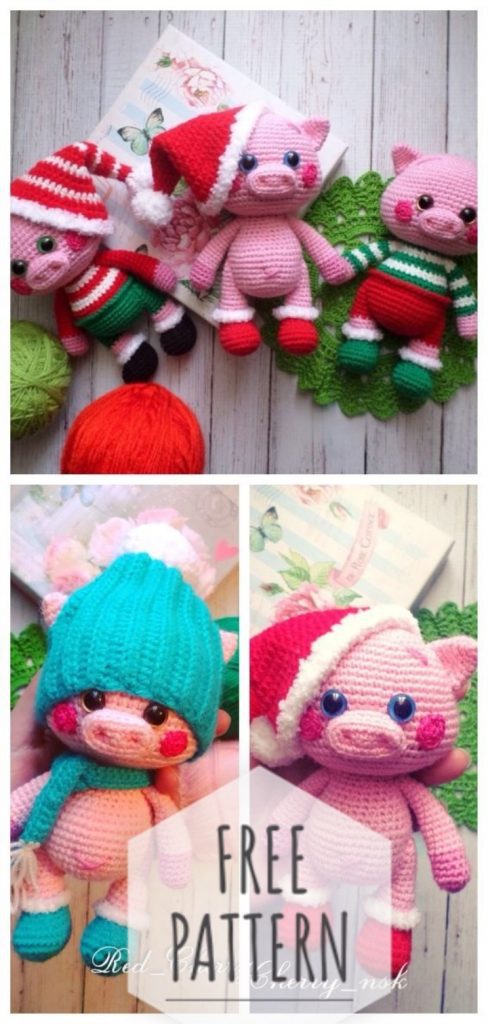 Amigurumi Sweet Christmas Pigs Free Pattern