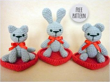 Amigurumi Small Grey Cat, Bunny and Bear Free Pattern