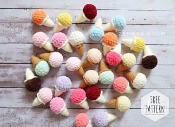 Amigurumi Plush Ice Cream Keychain Free Pattern