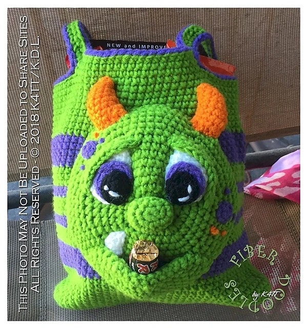 Amigurumi Crochet Tort Monster Bag Free Pattern
