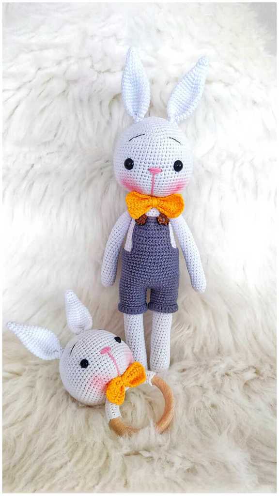 Crochet Plush Bunny In Dress 10 Min