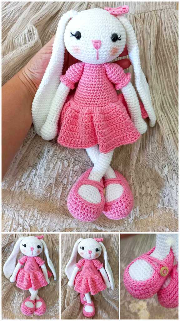 Crochet Plush Bunny In Dress 3 Min
