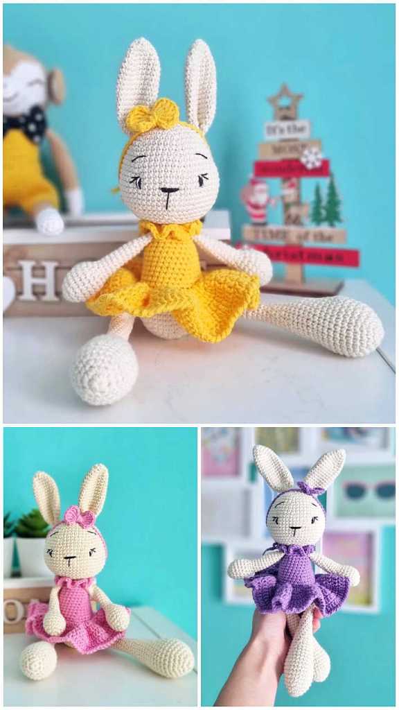 Crochet Plush Bunny In Dress 4 Min