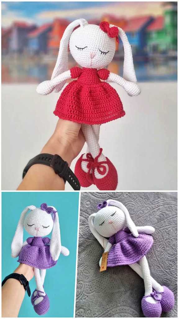 Crochet Plush Bunny In Dress 7 Min