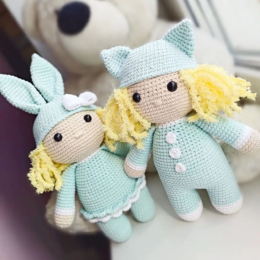 Amigurumi Dolls In Cat And Bunny Costumes Free Pattern-2