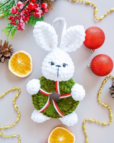 Bunny Christmas Wreath Ornament