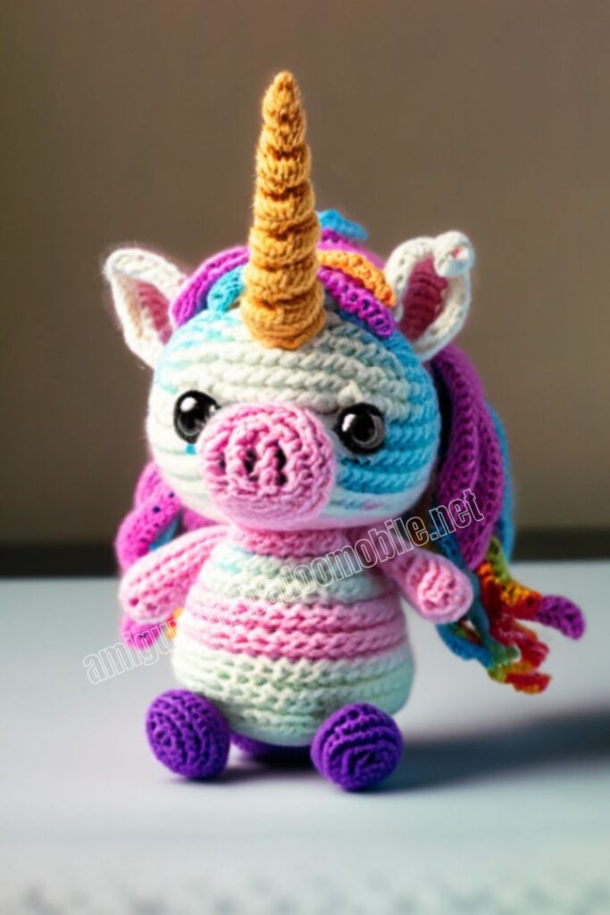 Plush Crochet Unicorn 2 3