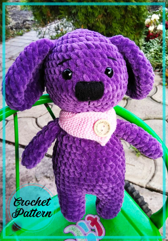 Amigurumi Purple Crochet Dog Free Pattern-1