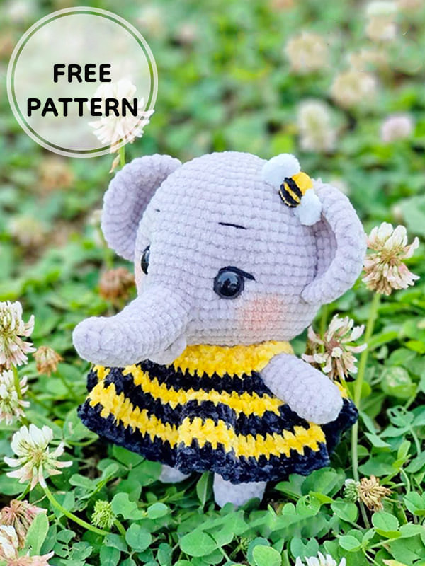 Amigurumi Crochet Little Elephant Bee Free Pattern-3