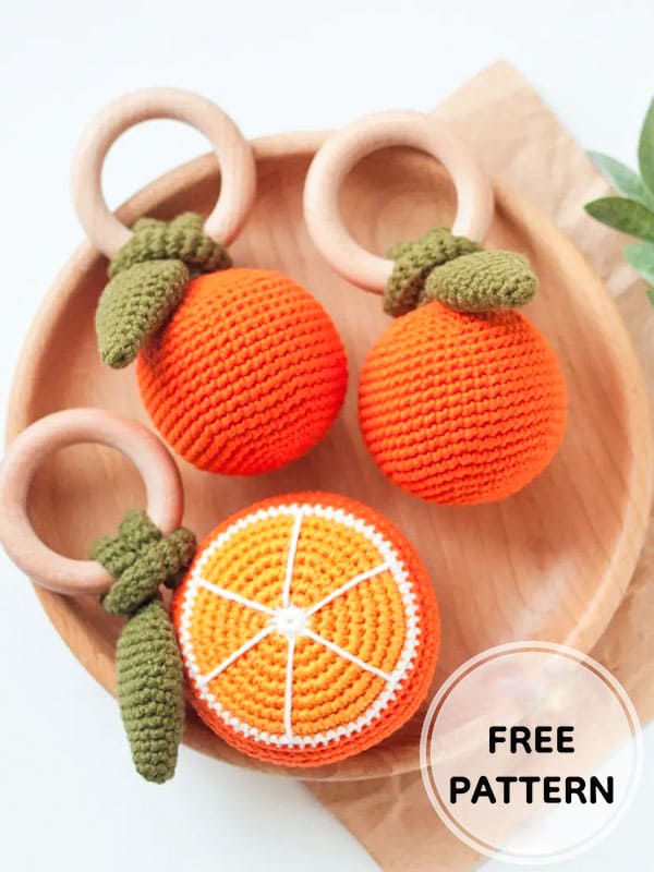 Amigurumi Crochet Orange Rattle Free Pattern-1