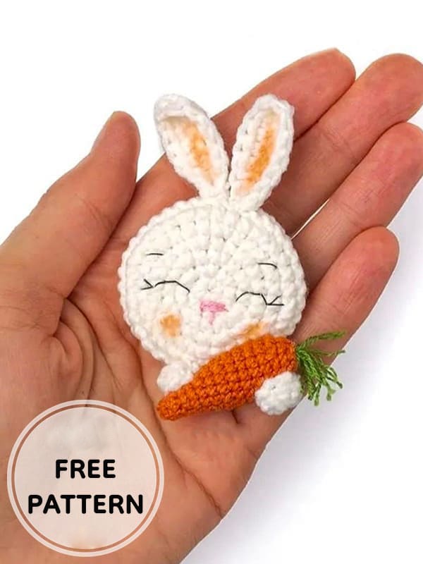 Amigurumi Cute Bunny Brooch Free Pattern-1
