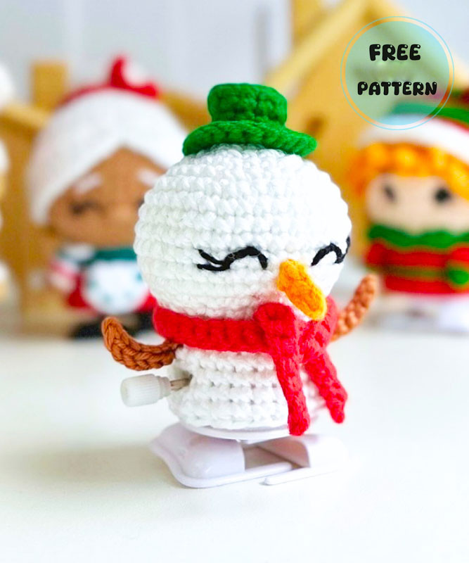 Amigurumi Wind Up Crochet Snowman Free Pattern-1