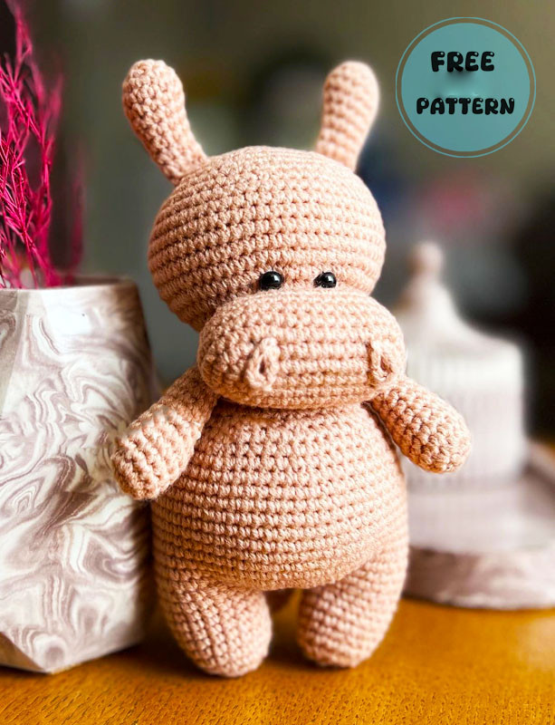 Amigurumi Chubby Crochet Hippo with Long Ears Free Pattern-1