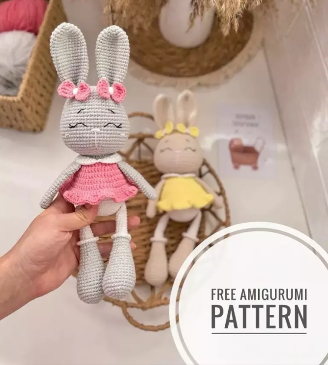 Amigurumi Crochet Bunny in Dress Free Pattern-1