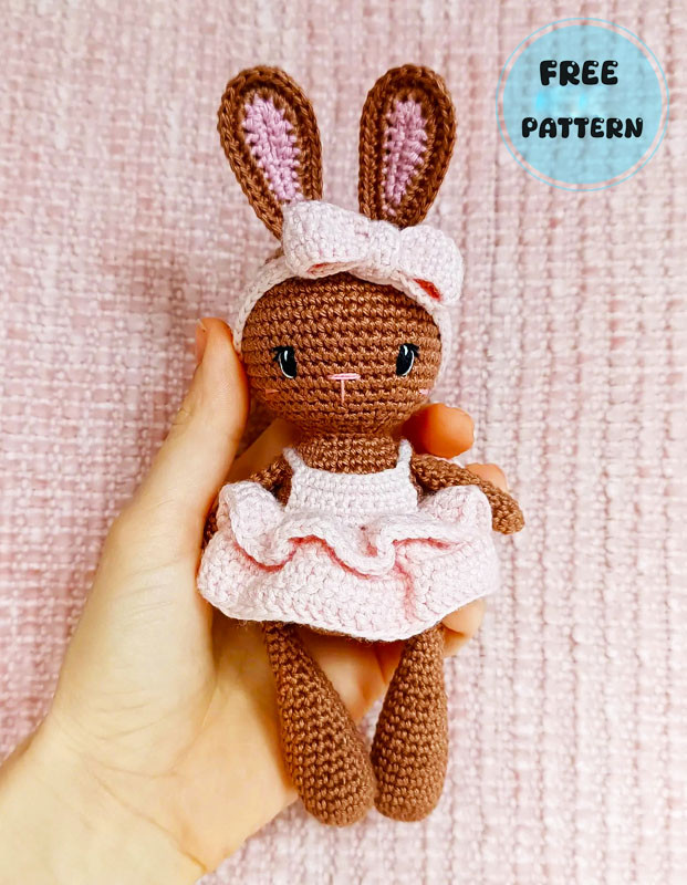 Amigurumi Bunny in Pink Ruffle Dress Free Pattern-1