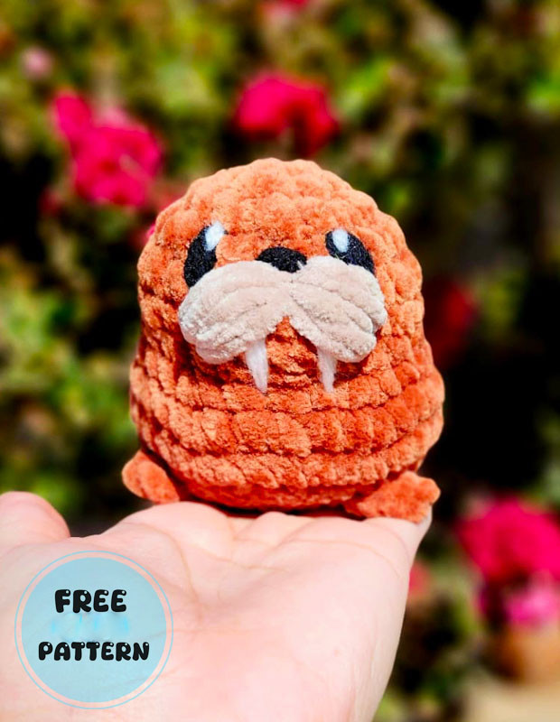 Amigurumi Crochet Plush Walrus Keychain Free Pattern-1