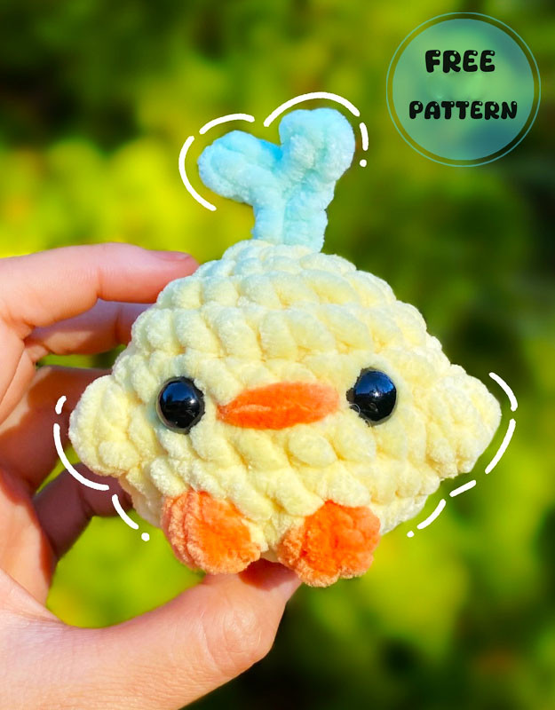Amigurumi Crocheted Duck with a blue Sprout on its Head Free Pattern-1
