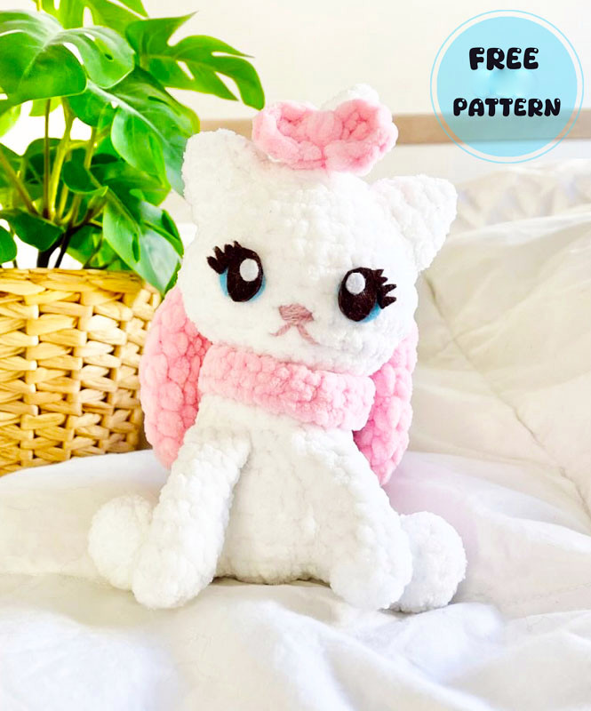 Amigurumi Fancy Cat with a Bowtie-Shaped Collar Free Pattern-1