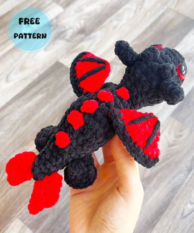 Amigurumi Red and Black Plush Dragon Free Pattern-1