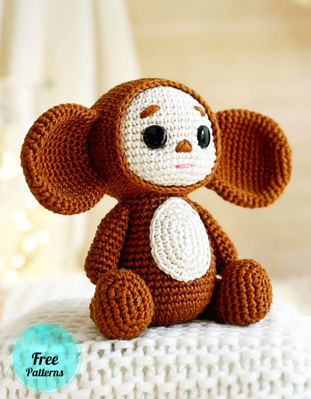 Amigurumi Crochet Cheburashka Keychain Free Pattern-1