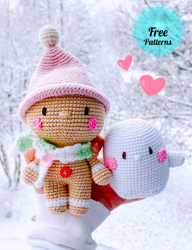 Amigurumi Crochet Christmas Ginger with Hat and Scarf Doll Free Pattern-1