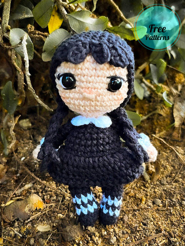 Amigurumi Crochet Wednesday Addams Doll Netflix Free Pattern-1