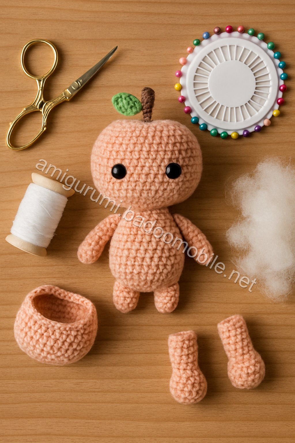 Free Crochet Pattern: Adorable Amigurumi Apple crochet parts