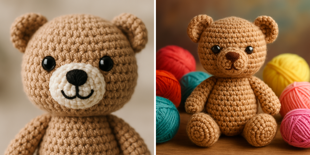 Free Crochet Pattern for a Loveable Valentine Bear Amigurumi collage