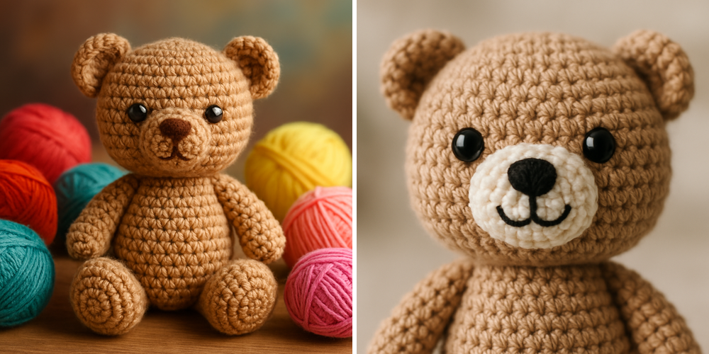 Free Crochet Pattern for a Loveable Valentine Bear Amigurumi collage