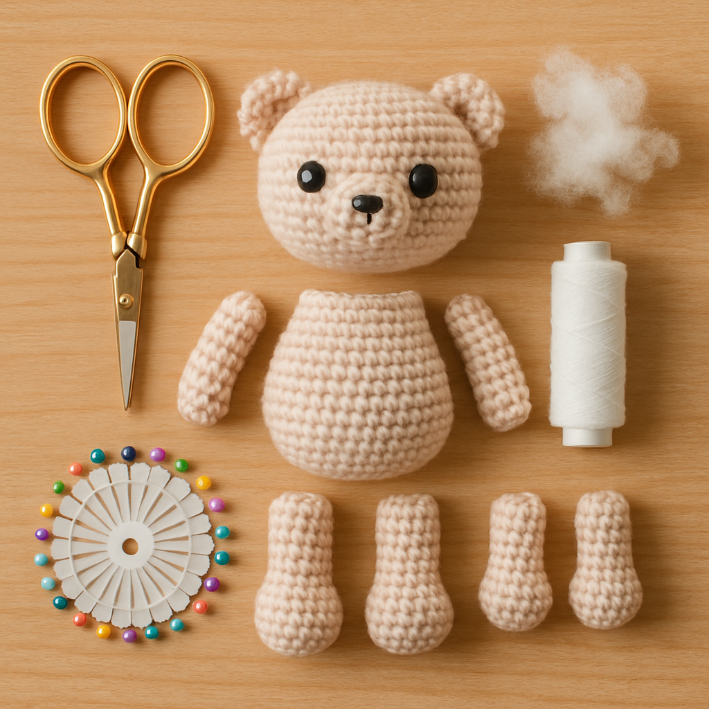 Free Crochet Pattern for a Loveable Valentine Bear Amigurumi crochet parts
