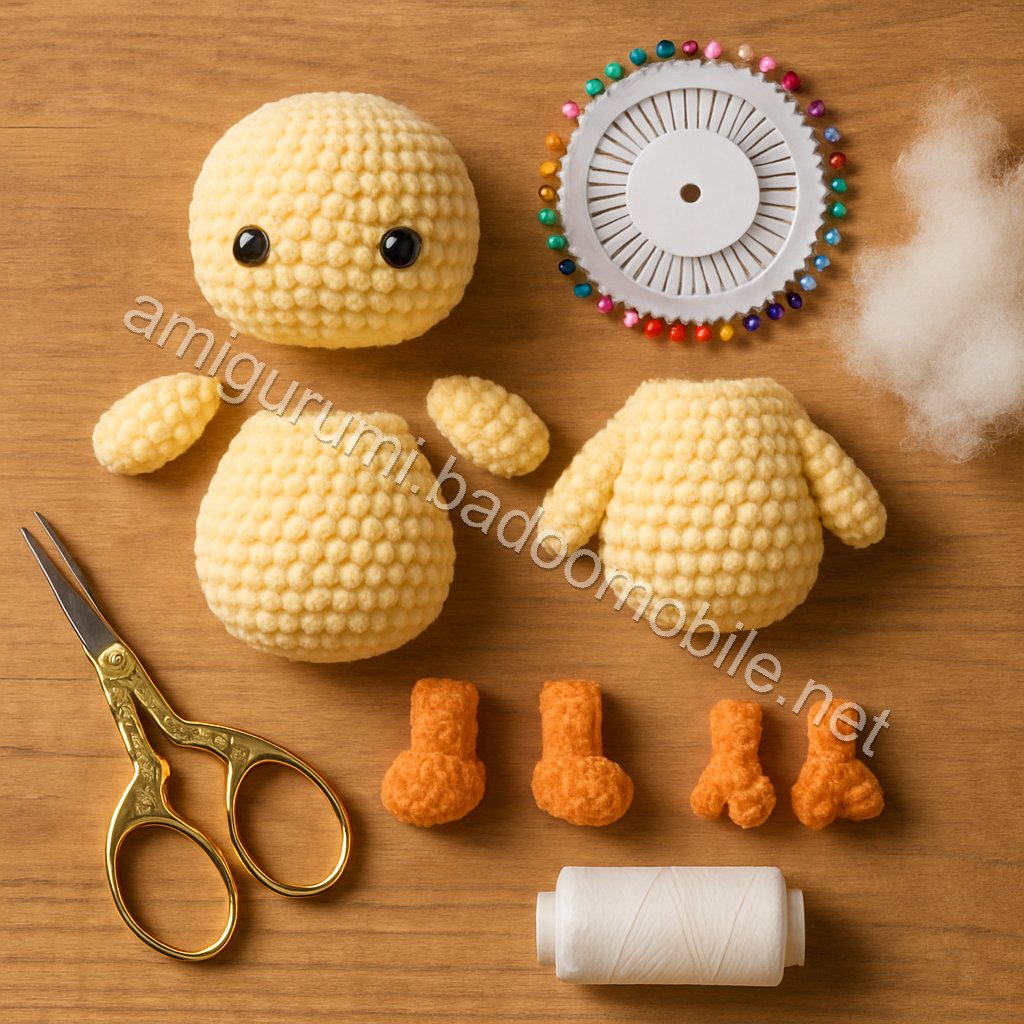 Cute Amigurumi Chick Free Crochet Pattern for Easter crochet parts