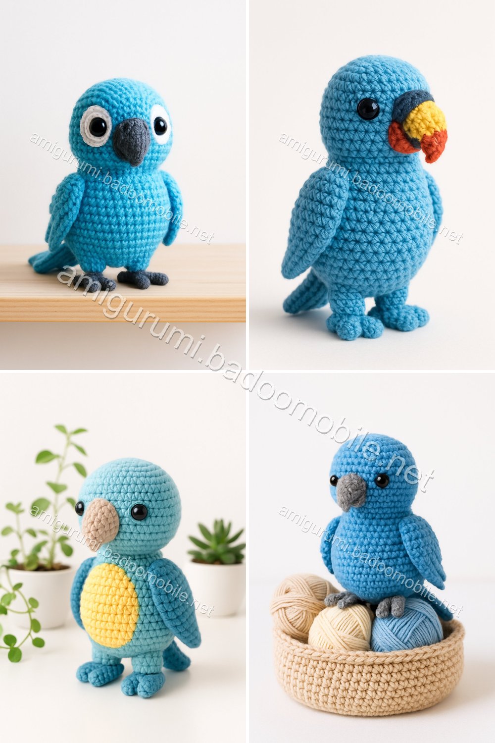 Charming Blue Parrot Amigurumi Free Crochet Pattern
