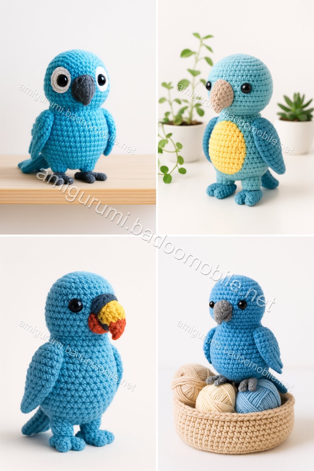 Charming Blue Parrot Amigurumi Free Crochet Pattern