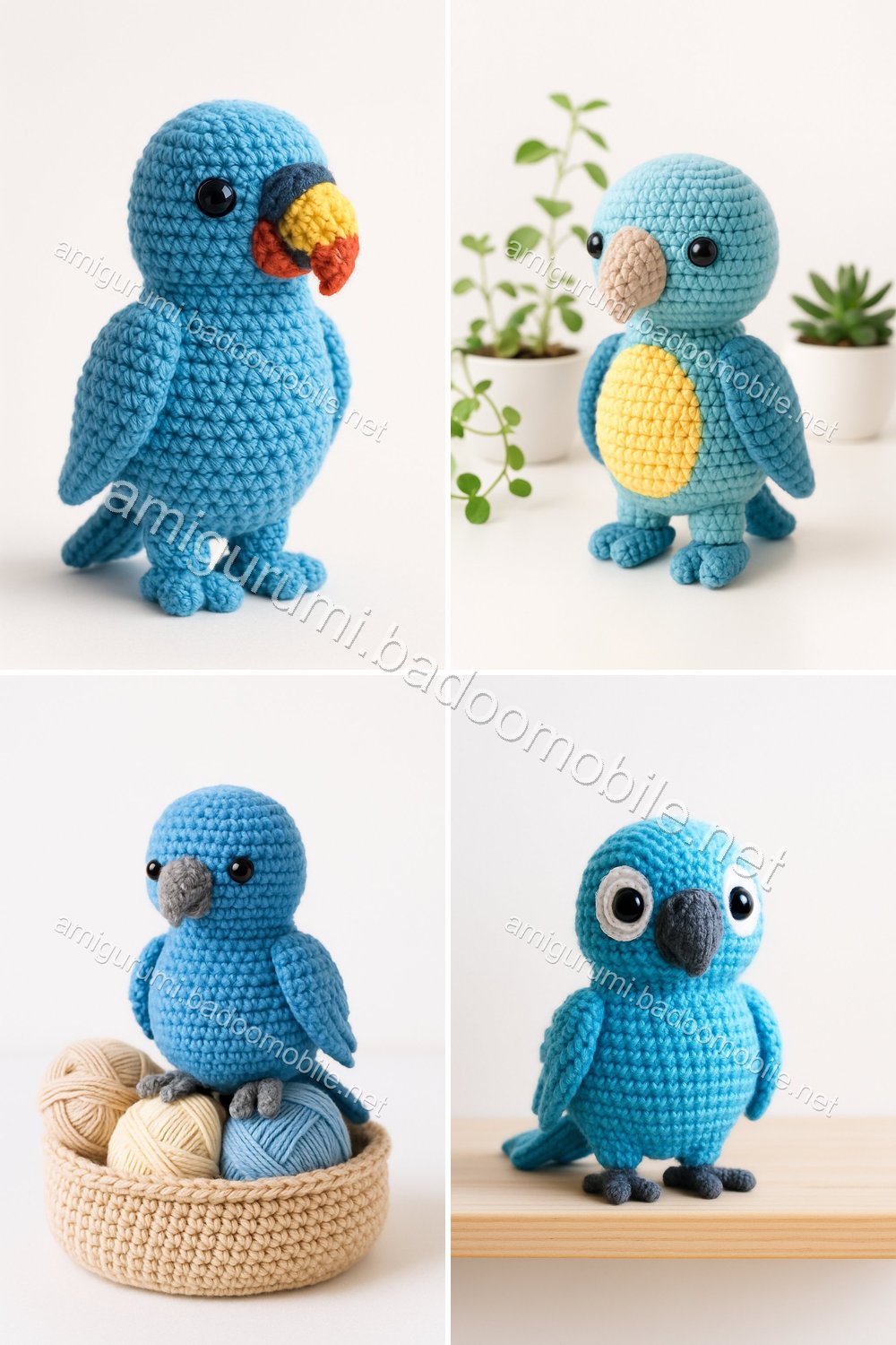 Charming Blue Parrot Amigurumi Free Crochet Pattern