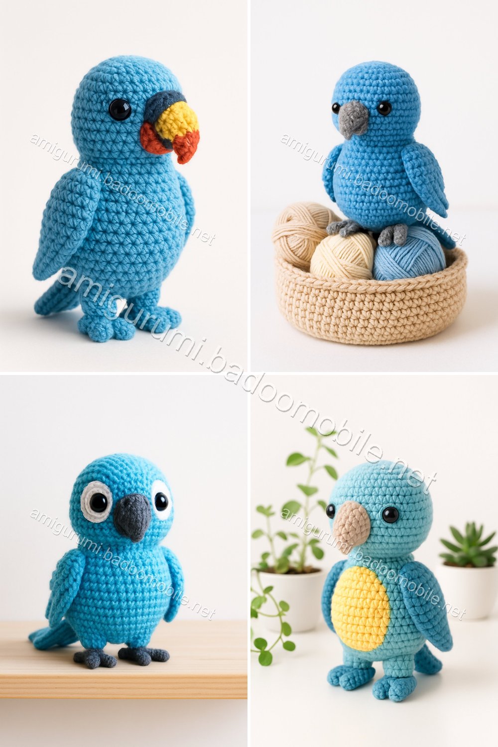Charming Blue Parrot Amigurumi Free Crochet Pattern