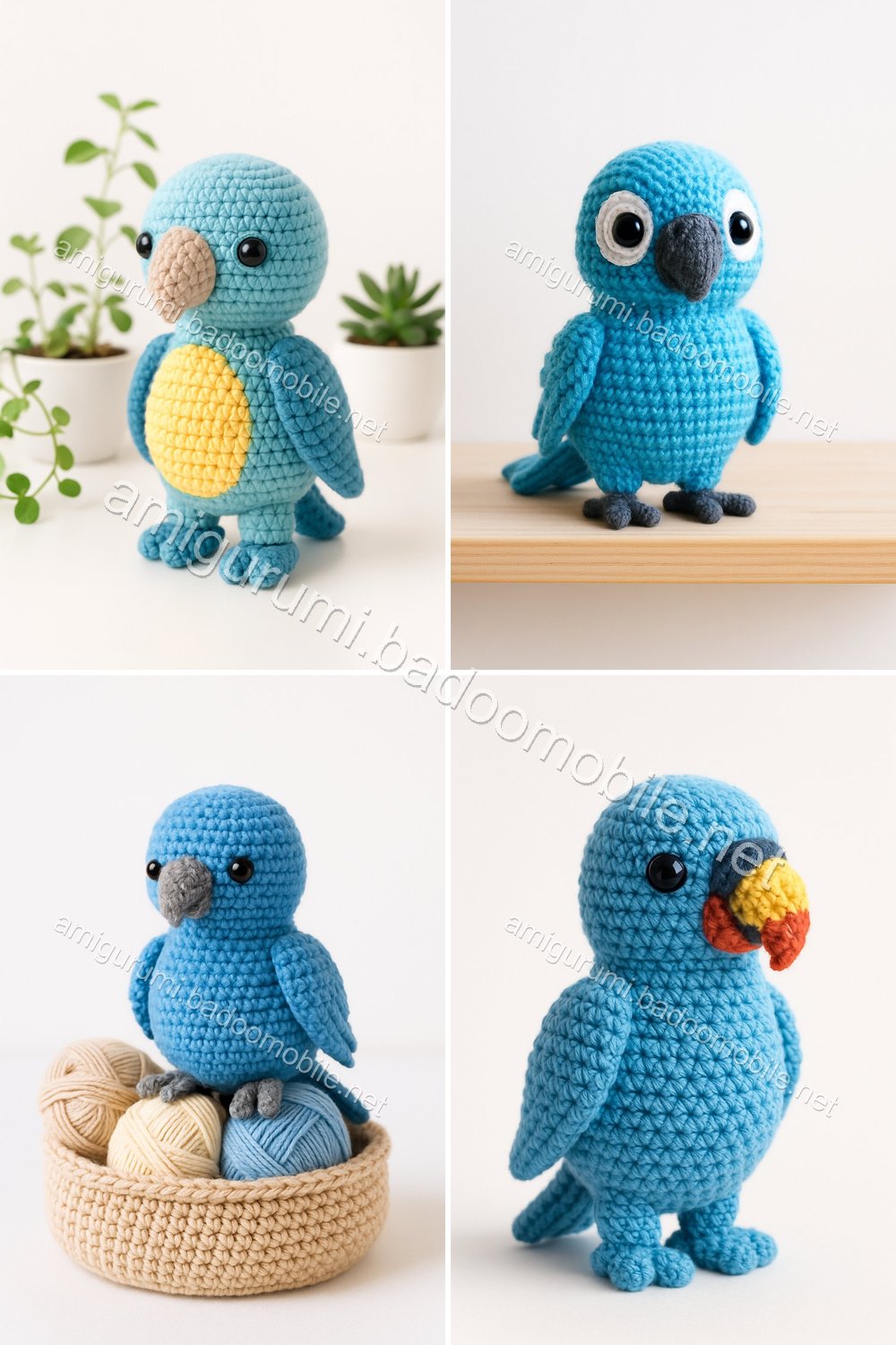 Charming Blue Parrot Amigurumi Free Crochet Pattern