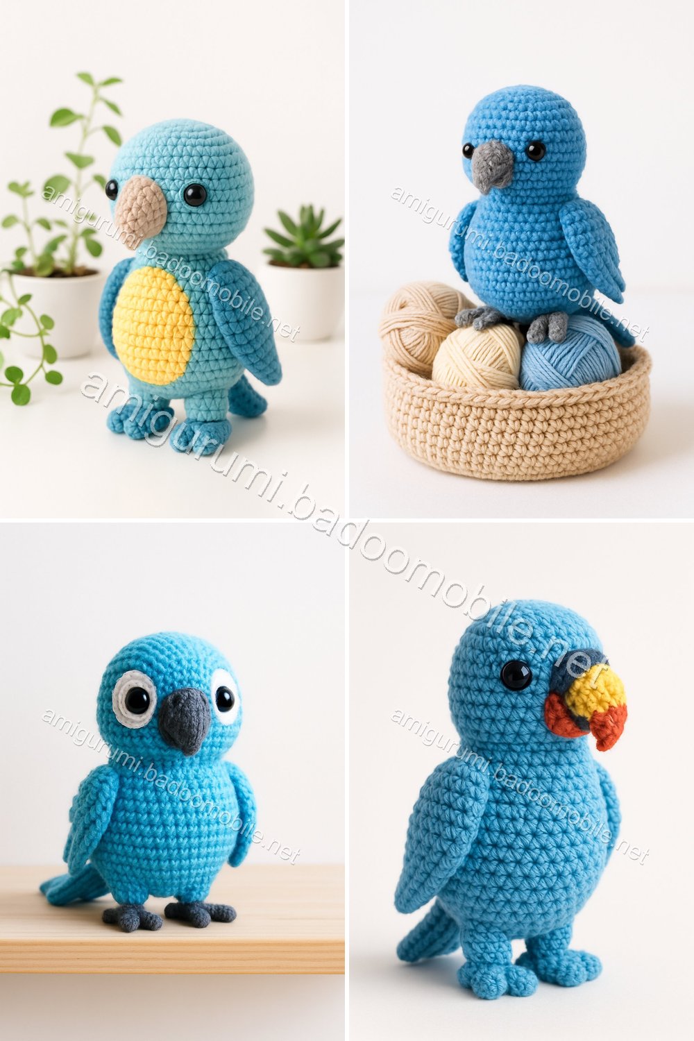 Charming Blue Parrot Amigurumi Free Crochet Pattern