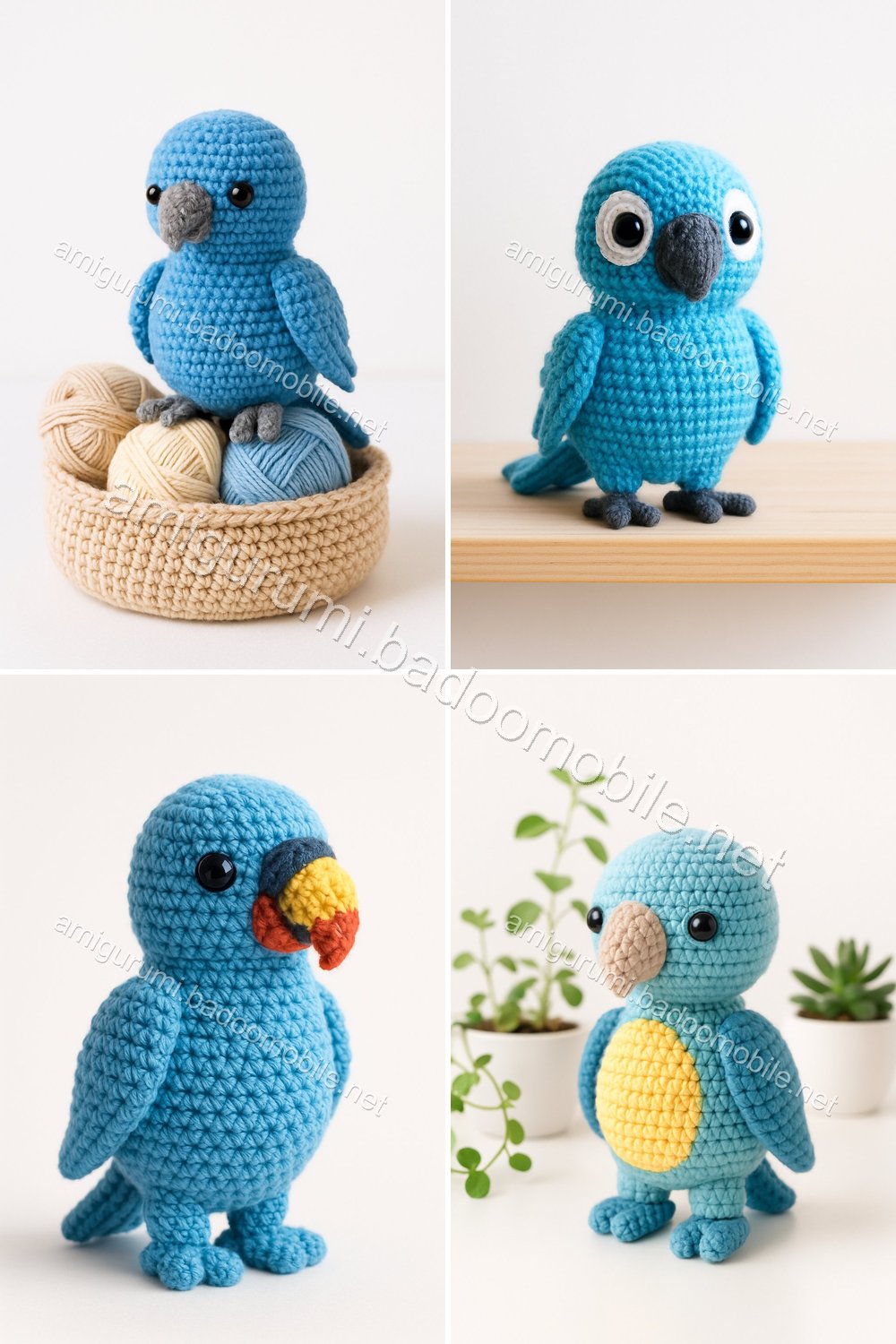 Charming Blue Parrot Amigurumi Free Crochet Pattern