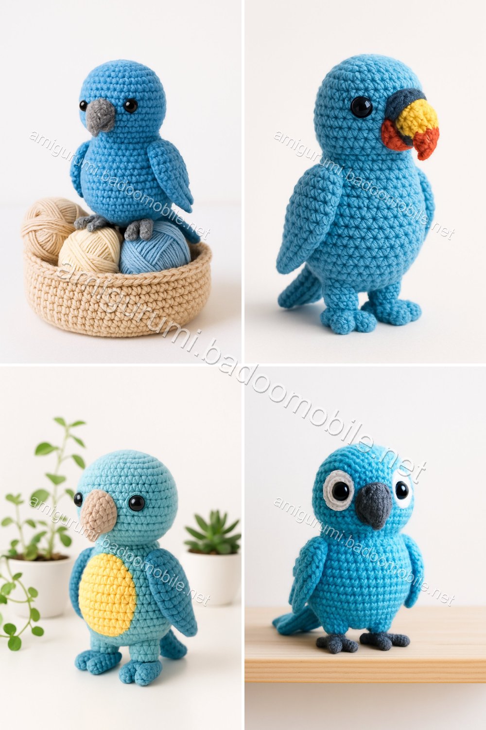 Charming Blue Parrot Amigurumi Free Crochet Pattern