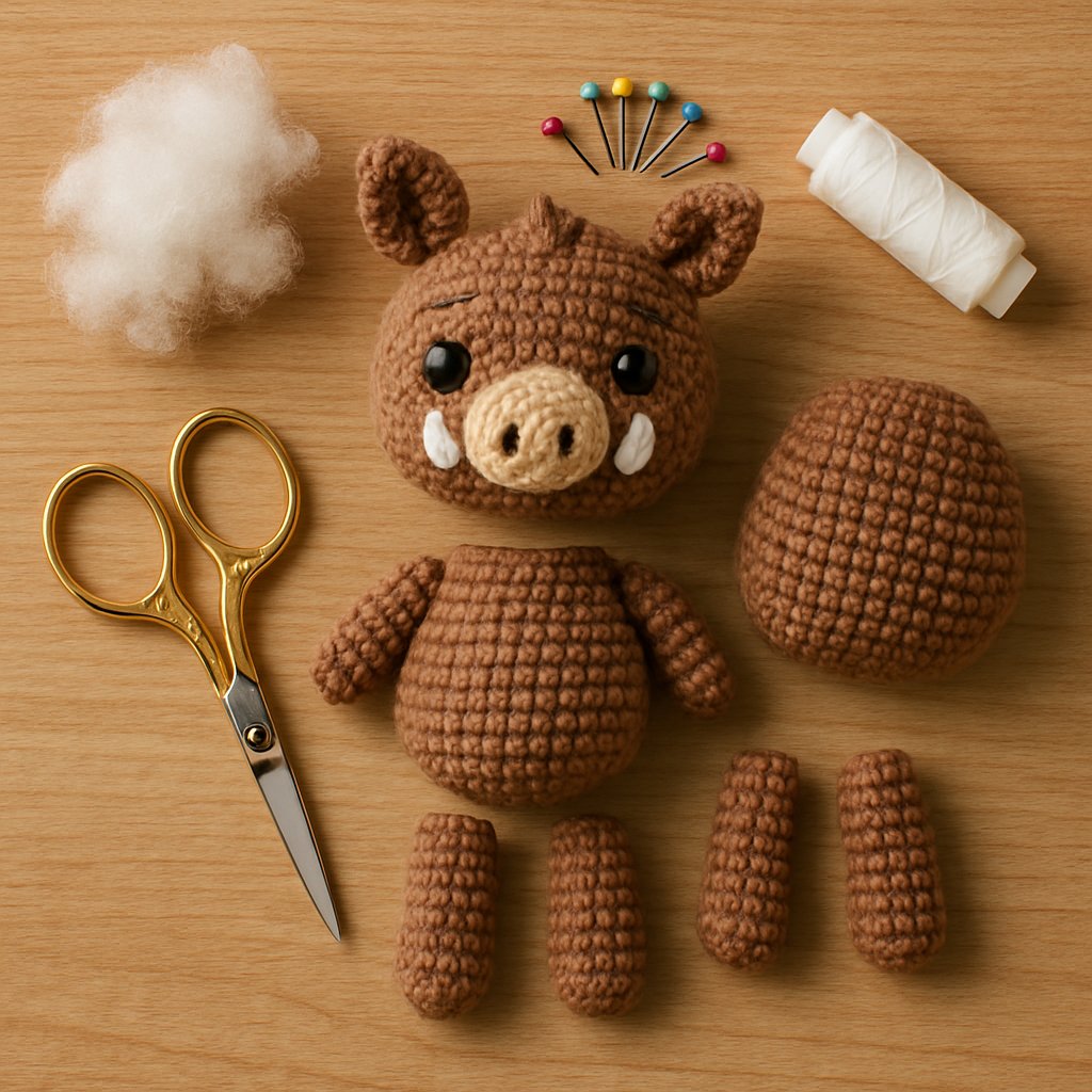 Adorable Amigurumi Wild Boar Baby Free Crochet Pattern crochet parts