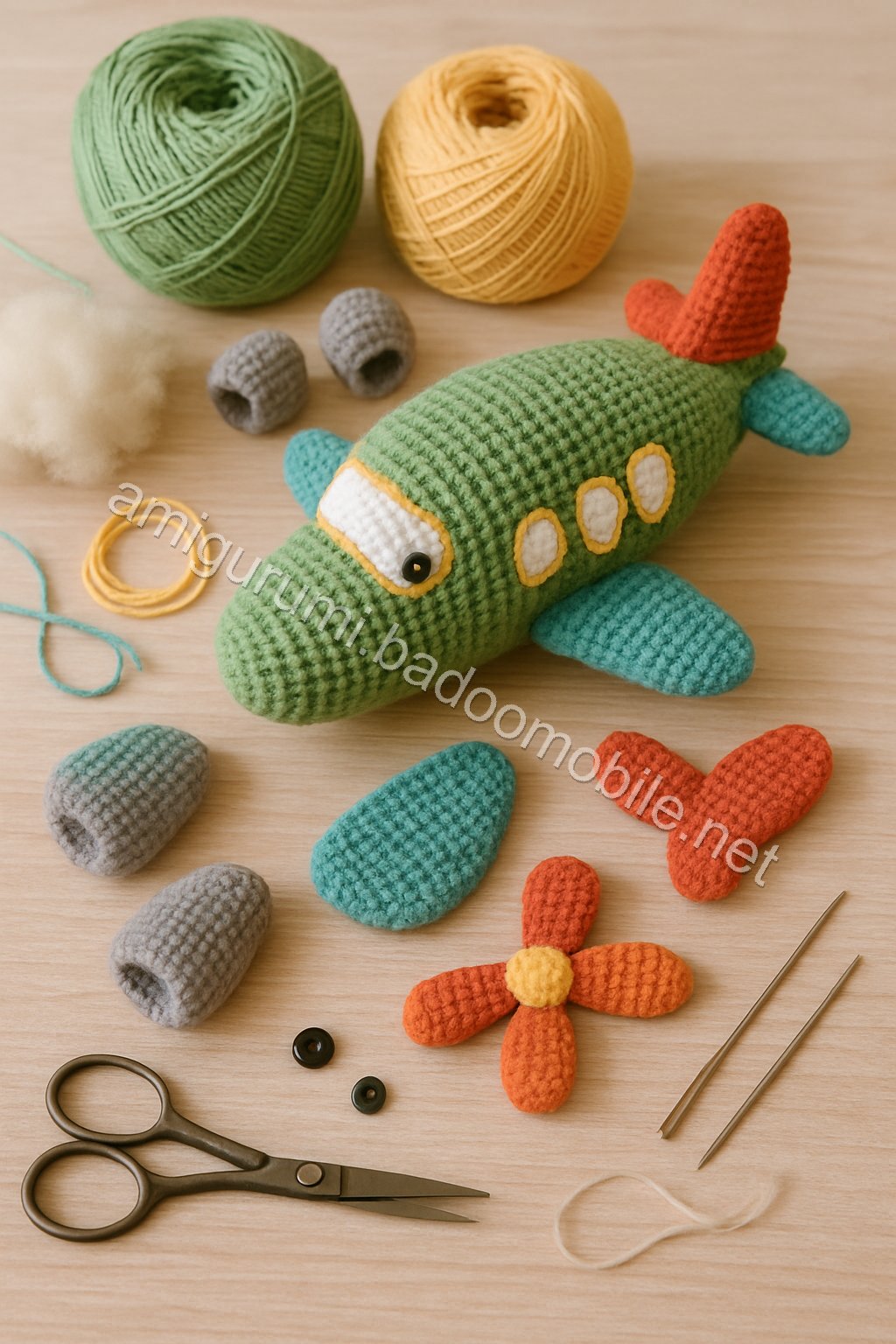 Free Crochet Pattern: Adorable Amigurumi Airplane for Kids crochet parts