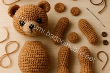 Free Crochet Pattern for Björn the Cooking Bear Amigurumi - bear-parts.jpg