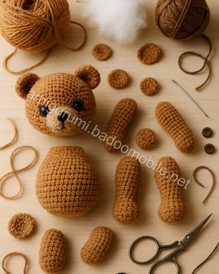 Free Crochet Pattern for Björn the Cooking Bear Amigurumi - bear-parts.jpg