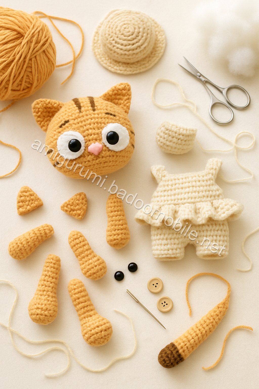Amigurumi Garfield Free Pattern crochet parts