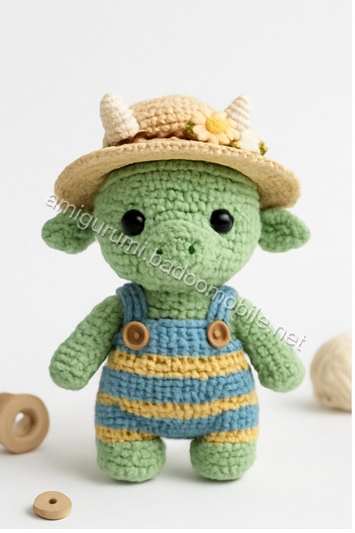Free Crochet Pattern: Adorable Baby Green Dragon Amigurumi