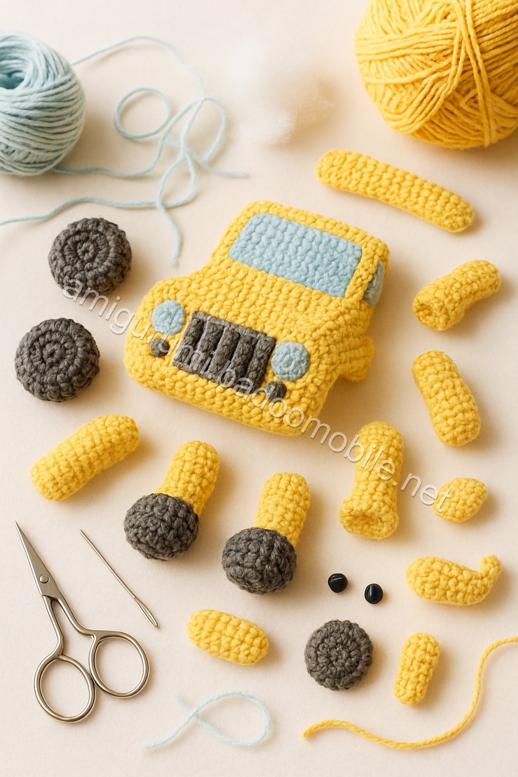 Amigurumi Jeep Wrangler Free Pattern crochet parts