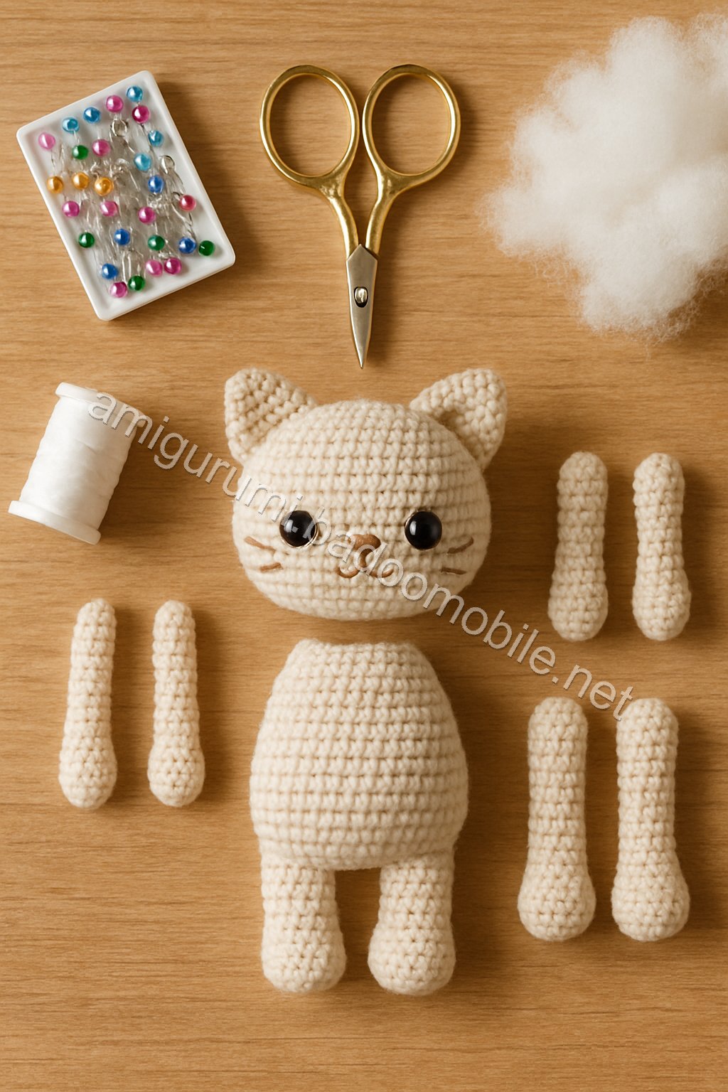 Free Crochet Pattern for Adorable Amigurumi Kitten crochet parts